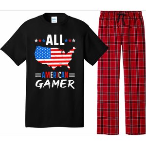 All American Gamer Fourth Of July Usa Map Us Flag Patriotic Pajama Set