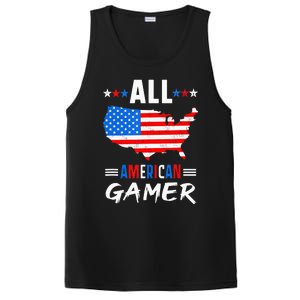 All American Gamer Fourth Of July Usa Map Us Flag Patriotic PosiCharge Competitor Tank