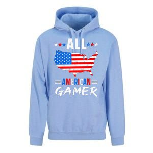 All American Gamer Fourth Of July Usa Map Us Flag Patriotic Unisex Surf Hoodie