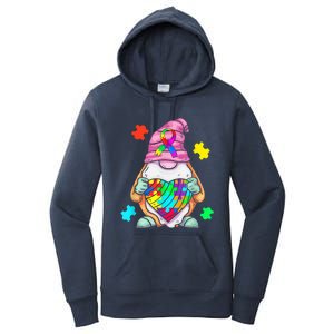 Autism Awareness Gnome Hugging Heart Acceptance Women Women's Pullover Hoodie