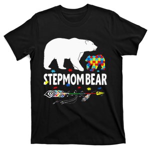 Autism Awareness Gift Stepmom Bear Support Autistic Autism T-Shirt