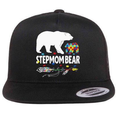 Autism Awareness Gift Stepmom Bear Support Autistic Autism Flatbill Hat