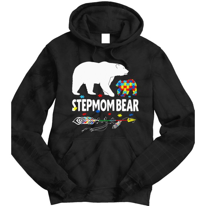 Autism Awareness Gift Stepmom Bear Support Autistic Autism Tie Dye Hoodie