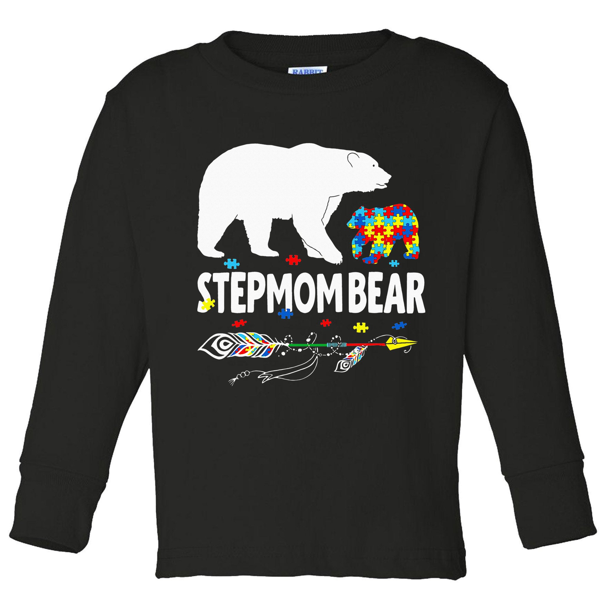 Autism Awareness Gift Stepmom Bear Support Autistic Autism Toddler Long Sleeve Shirt
