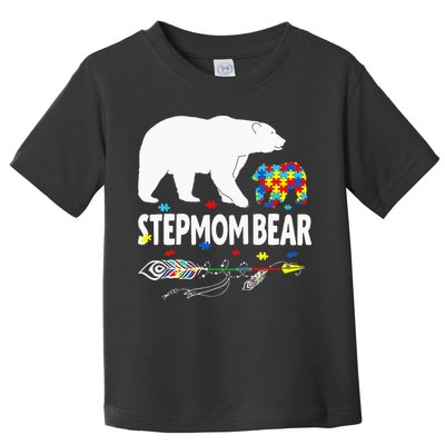 Autism Awareness Gift Stepmom Bear Support Autistic Autism Toddler T-Shirt