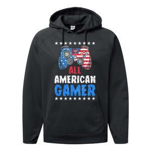 All American Gamer Shirts Patriotic Video Games Performance Fleece Hoodie