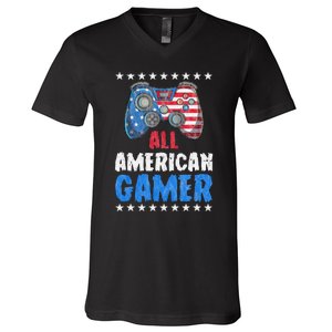 All American Gamer Shirts Patriotic Video Games V-Neck T-Shirt