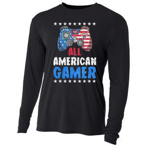 All American Gamer Shirts Patriotic Video Games Cooling Performance Long Sleeve Crew