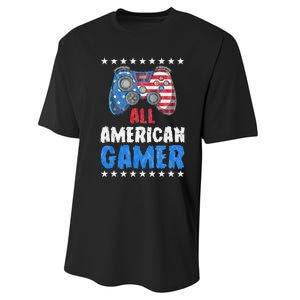 All American Gamer Shirts Patriotic Video Games Performance Sprint T-Shirt