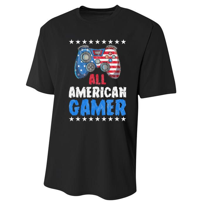 All American Gamer Shirts Patriotic Video Games Performance Sprint T-Shirt