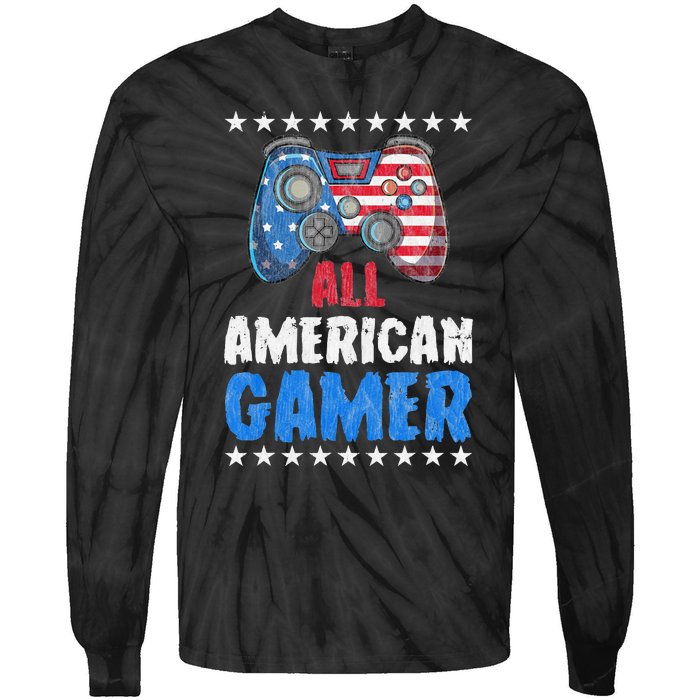 All American Gamer Shirts Patriotic Video Games Tie-Dye Long Sleeve Shirt