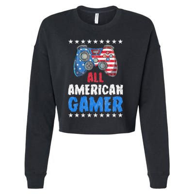 All American Gamer Shirts Patriotic Video Games Cropped Pullover Crew