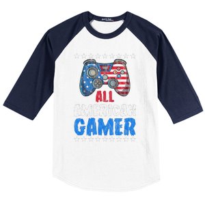 All American Gamer Shirts Patriotic Video Games Baseball Sleeve Shirt