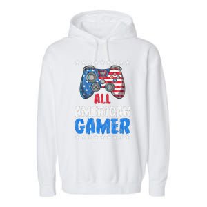 All American Gamer Shirts Patriotic Video Games Garment-Dyed Fleece Hoodie