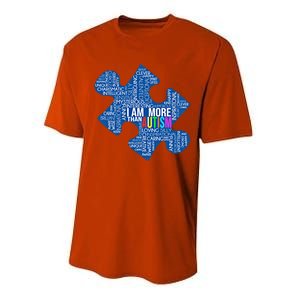 Autism Awareness Gift I Am More Than Autism Puzzle Gift Performance Sprint T-Shirt