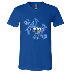 Autism Awareness Gift I Am More Than Autism Puzzle Gift V-Neck T-Shirt