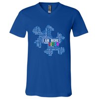 Autism Awareness Gift I Am More Than Autism Puzzle Gift V-Neck T-Shirt