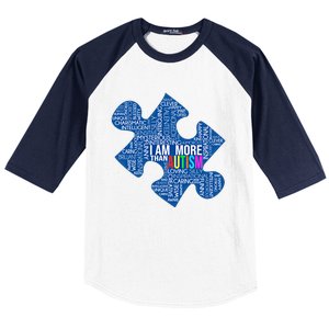 Autism Awareness Gift I Am More Than Autism Puzzle Gift Baseball Sleeve Shirt