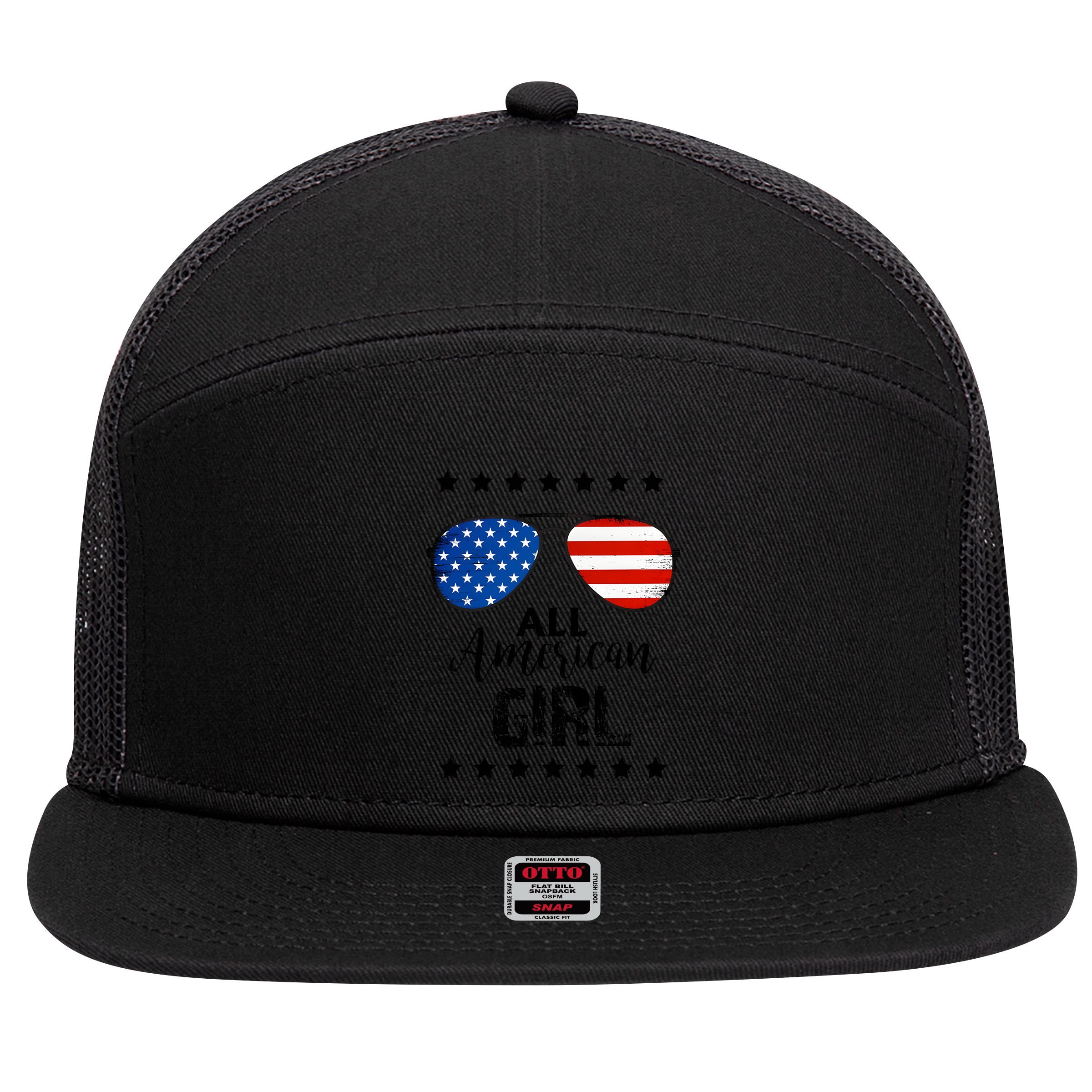 All American Girl 4th Of July Family Matching 7 Panel Mesh Trucker Snapback Hat