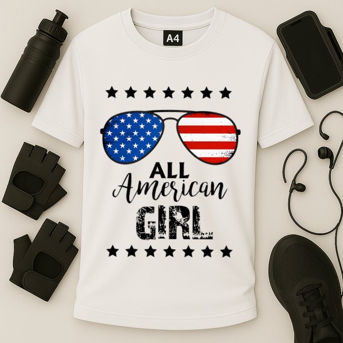 All American Girl 4th Of July Family Matching Cooling Performance Crew T-Shirt