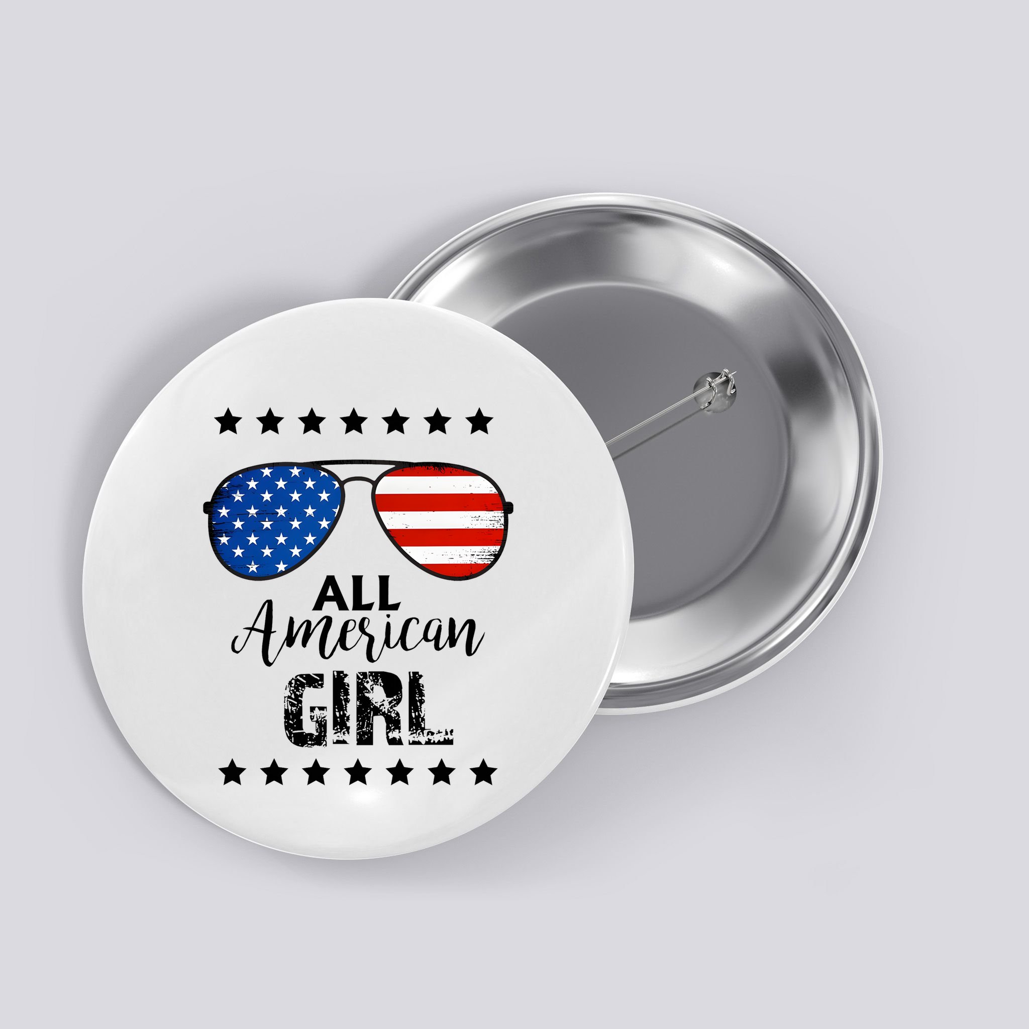All American Girl 4th Of July Family Matching Button