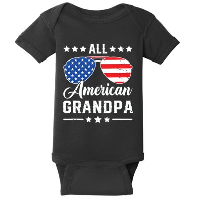 All American Grandpa 4th Of July Patriotic Usa Matching Baby Bodysuit