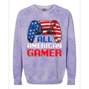 All American Gamer Patriotic Video Games July Fourth Colorblast Crewneck Sweatshirt