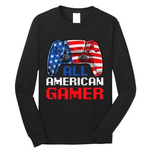 All American Gamer Patriotic Video Games July Fourth Long Sleeve Shirt