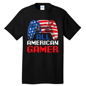 All American Gamer Patriotic Video Games July Fourth Tall T-Shirt