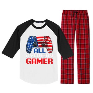 All American Gamer Patriotic Video Games July Fourth Raglan Sleeve Pajama Set