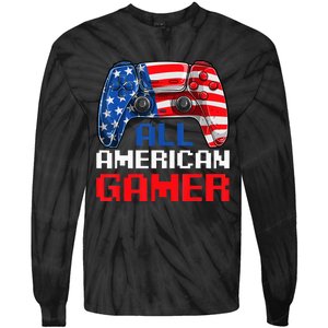 All American Gamer Patriotic Video Games July Fourth Tie-Dye Long Sleeve Shirt