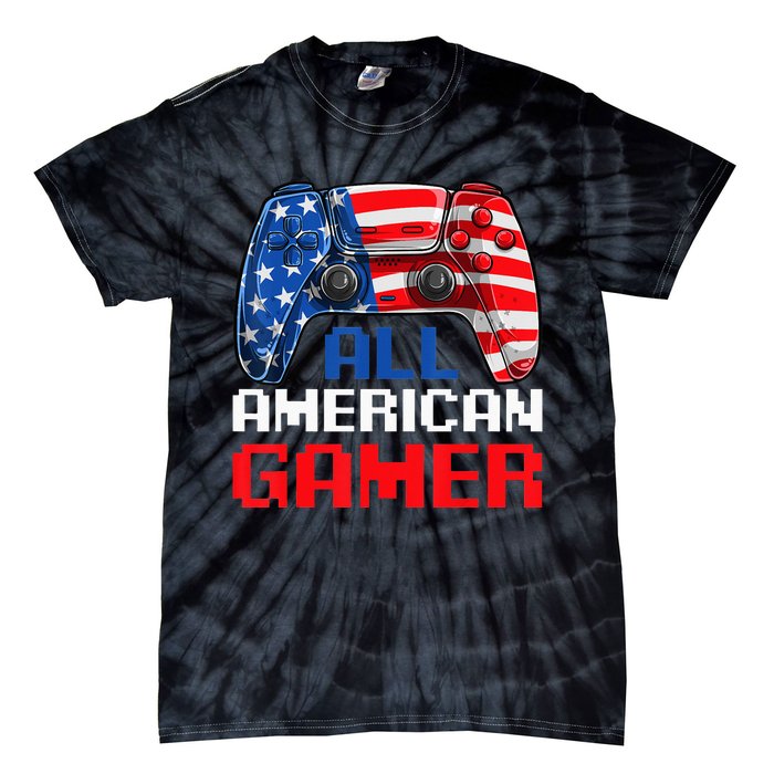 All American Gamer Patriotic Video Games July Fourth Tie-Dye T-Shirt