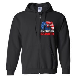 All American Gamer Patriotic Video Games July Fourth Full Zip Hoodie