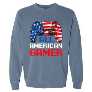 All American Gamer Patriotic Video Games July Fourth Garment-Dyed Sweatshirt