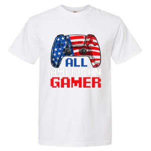 All American Gamer Patriotic Video Games July Fourth Garment-Dyed Heavyweight T-Shirt