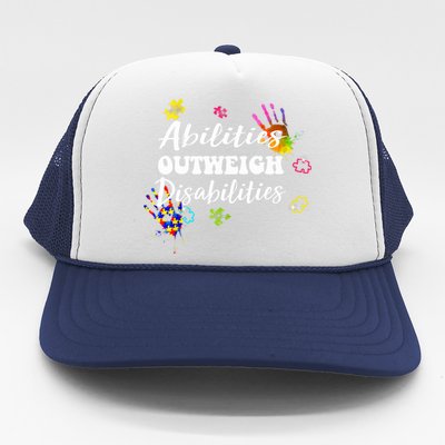 Autism Awareness Gift Abilities Outweigh Disabilities Funny Gift Trucker Hat