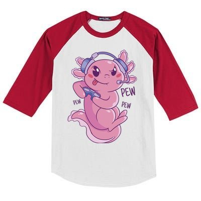 Axolotl Animal Gamer Cute Kids Colorblock Raglan Jersey