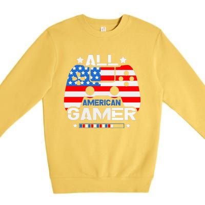 All American Gamer 4th Of July Boy Premium Crewneck Sweatshirt