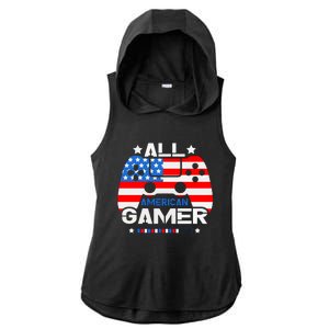 All American Gamer 4th Of July Boy Ladies PosiCharge Tri-Blend Wicking Draft Hoodie Tank