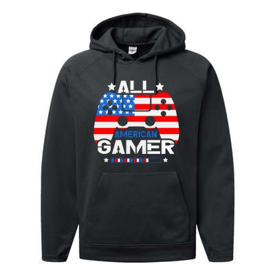 All American Gamer 4th Of July Boy Performance Fleece Hoodie