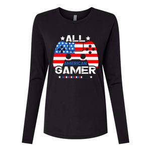 All American Gamer 4th Of July Boy Womens Cotton Relaxed Long Sleeve T-Shirt