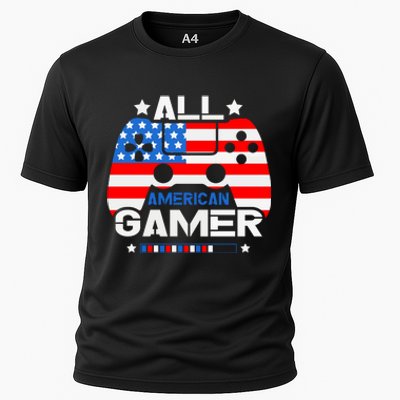 All American Gamer 4th Of July Boy Cooling Performance Crew T-Shirt