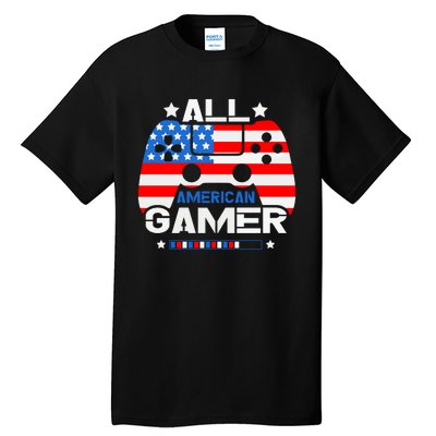 All American Gamer 4th Of July Boy Tall T-Shirt