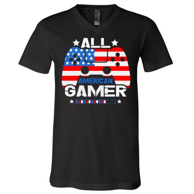 All American Gamer 4th Of July Boy V-Neck T-Shirt