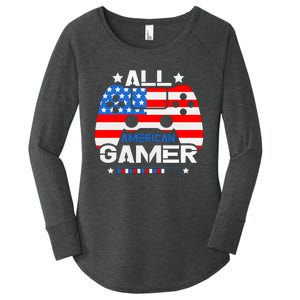 All American Gamer 4th Of July Boy Women's Perfect Tri Tunic Long Sleeve Shirt