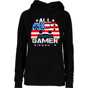 All American Gamer 4th Of July Boy Womens Funnel Neck Pullover Hood