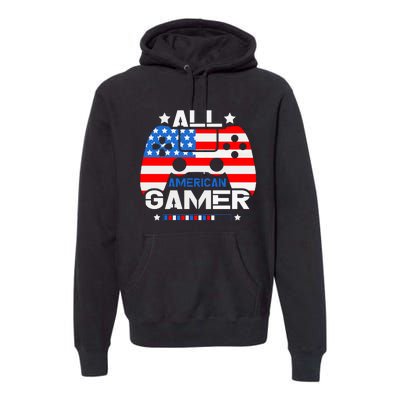 All American Gamer 4th Of July Boy Premium Hoodie