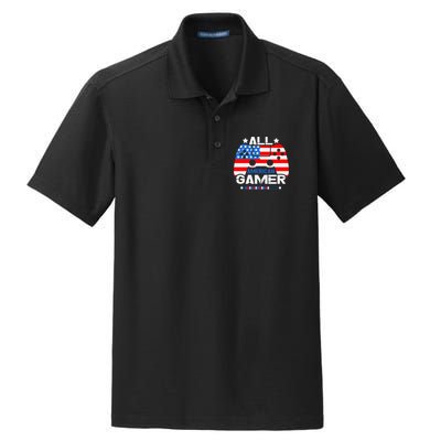 All American Gamer 4th Of July Boy Dry Zone Grid Polo