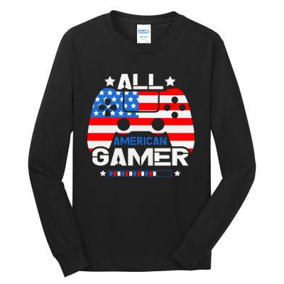 All American Gamer 4th Of July Boy Tall Long Sleeve T-Shirt