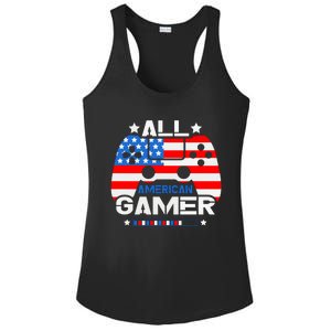 All American Gamer 4th Of July Boy Ladies PosiCharge Competitor Racerback Tank